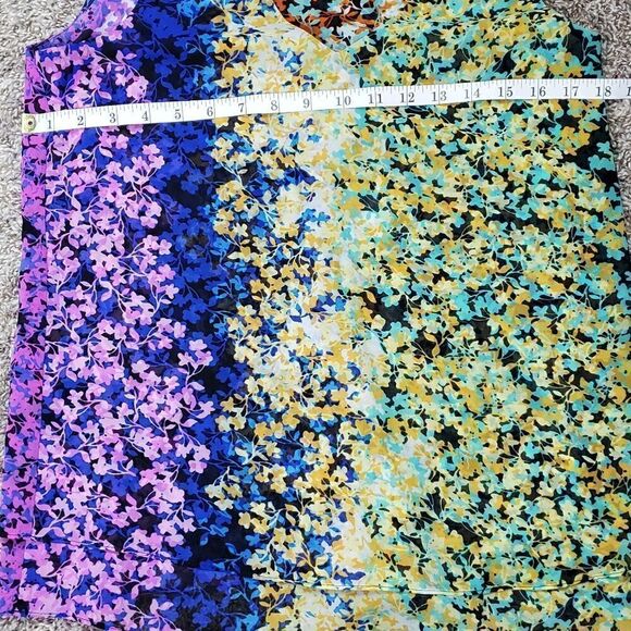 Cabi Floral Teal, Orange, Blue Tank Top - Picture 5 of 7